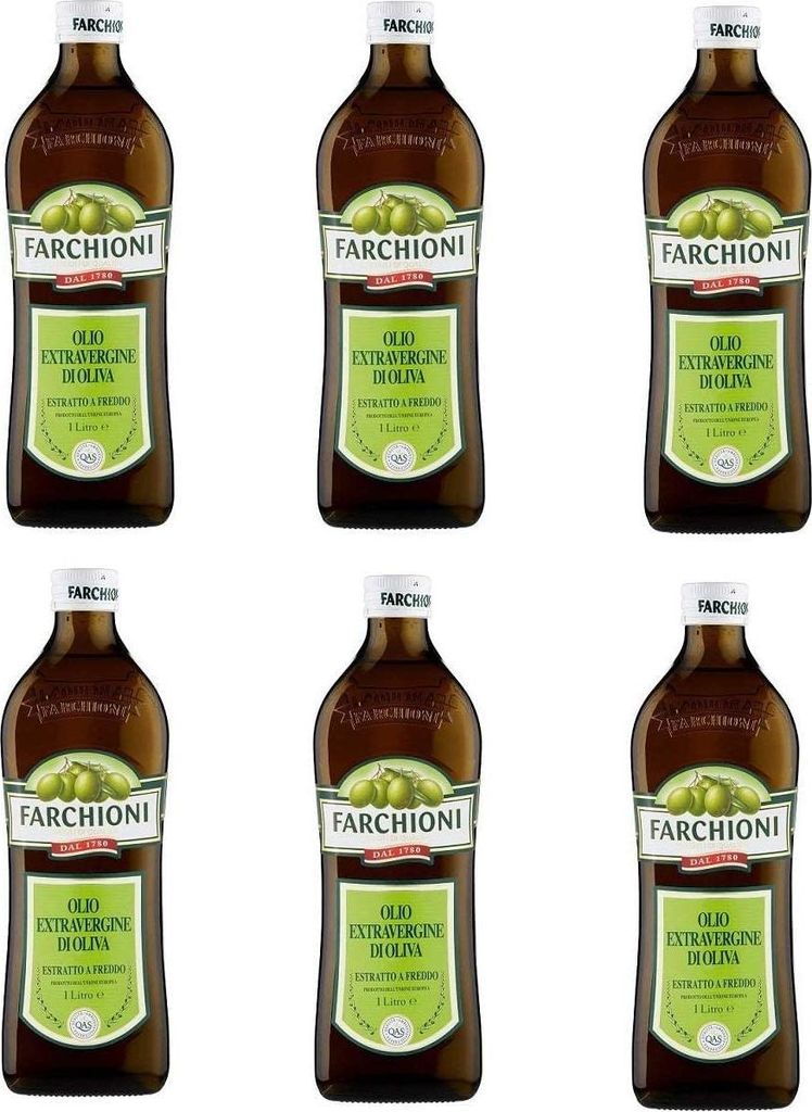 6x Farchioni Classico Extra Native Olive Oil 1 Litre Olive Oil Olive Green + Italian Gourmet Pulp