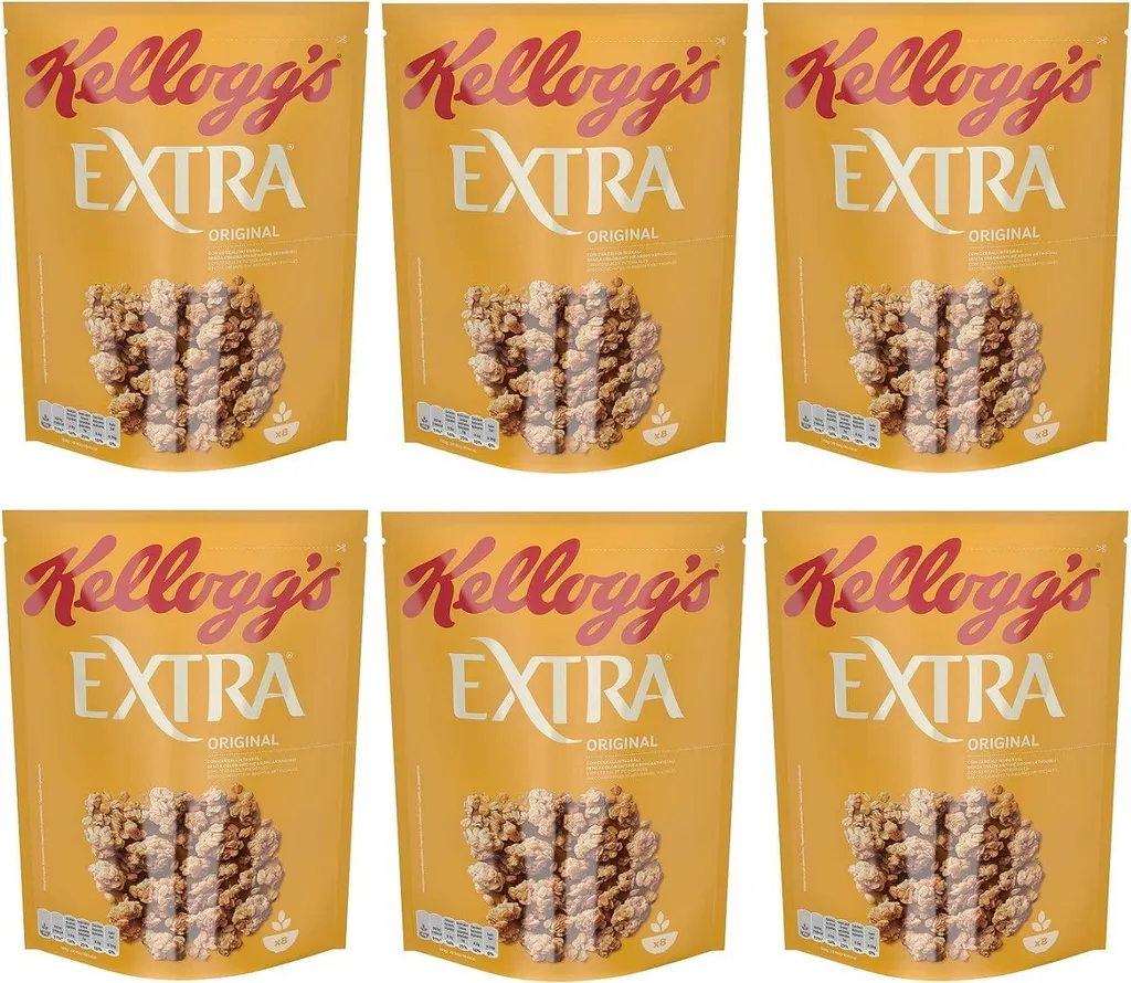 6x Kellogg's Extra Original Crispy Oat Flakes 100% Whole Grain 375g Pack 2250g