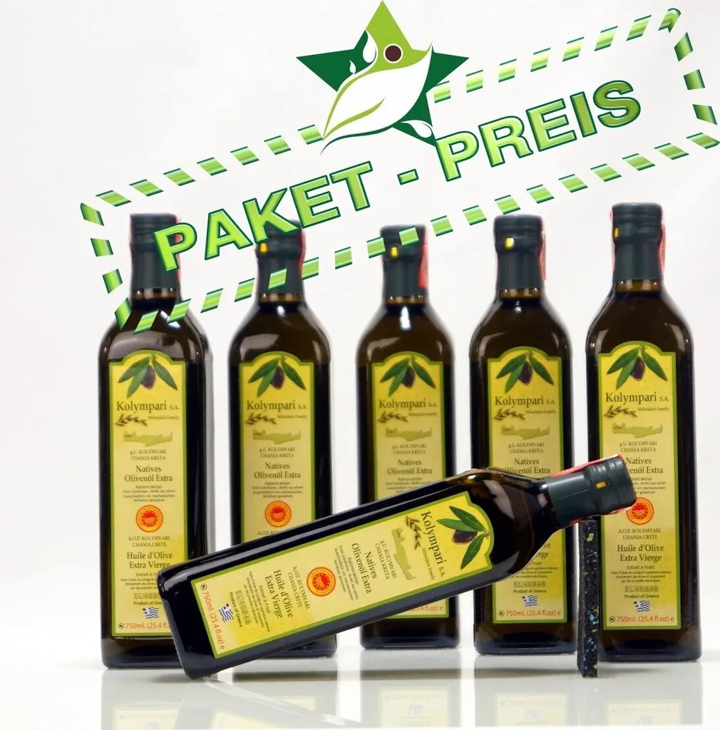 6x KOLYMPARI PDO 04024 Extra Virgin Olive Oil 4.5 Liters (SPECIAL OFFER! 6 bottles of 750 ml Kolymvari)