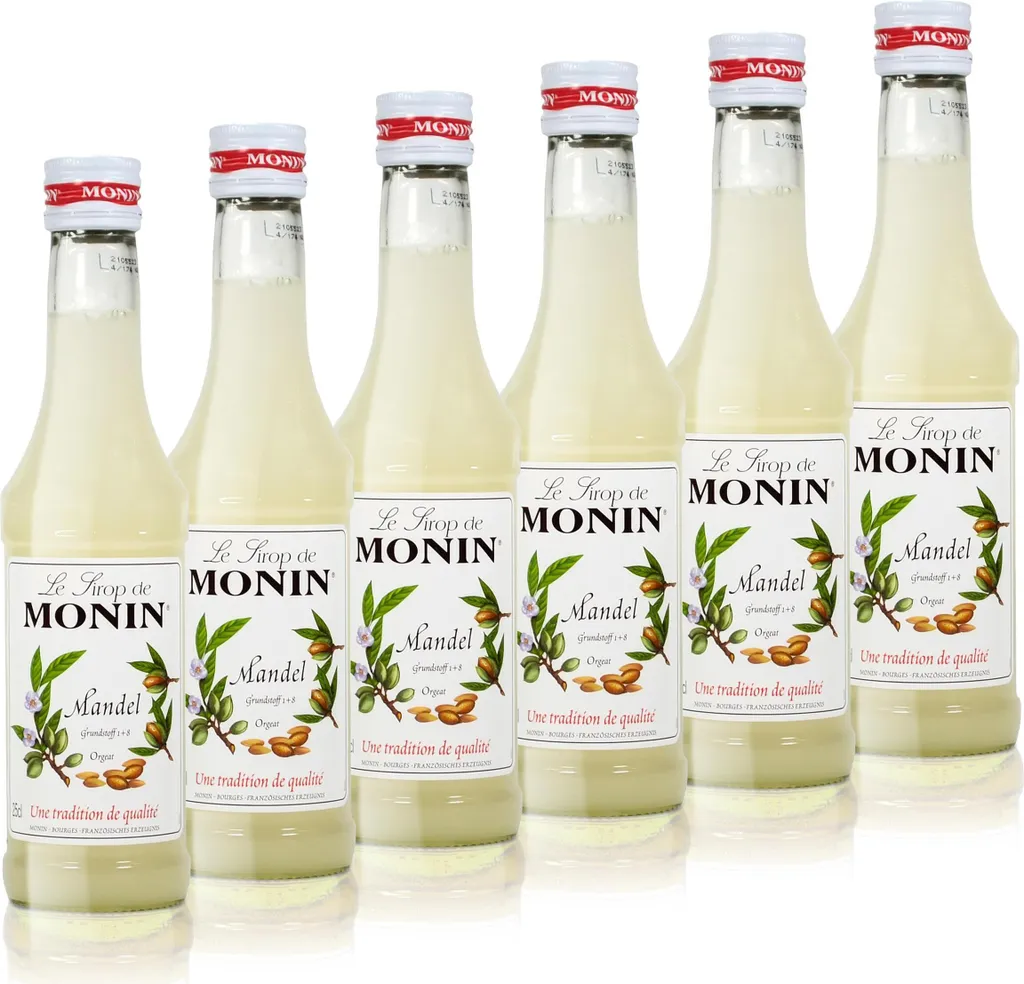 6x Monin Almond Syrup, 250 ml bottle 1500 ml