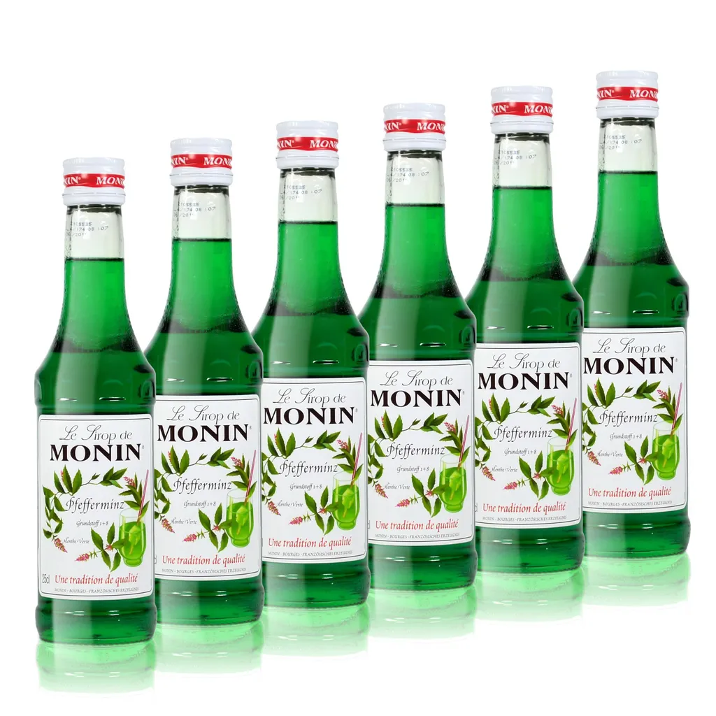 6x Monin Peppermint Syrup, 250 ml bottle