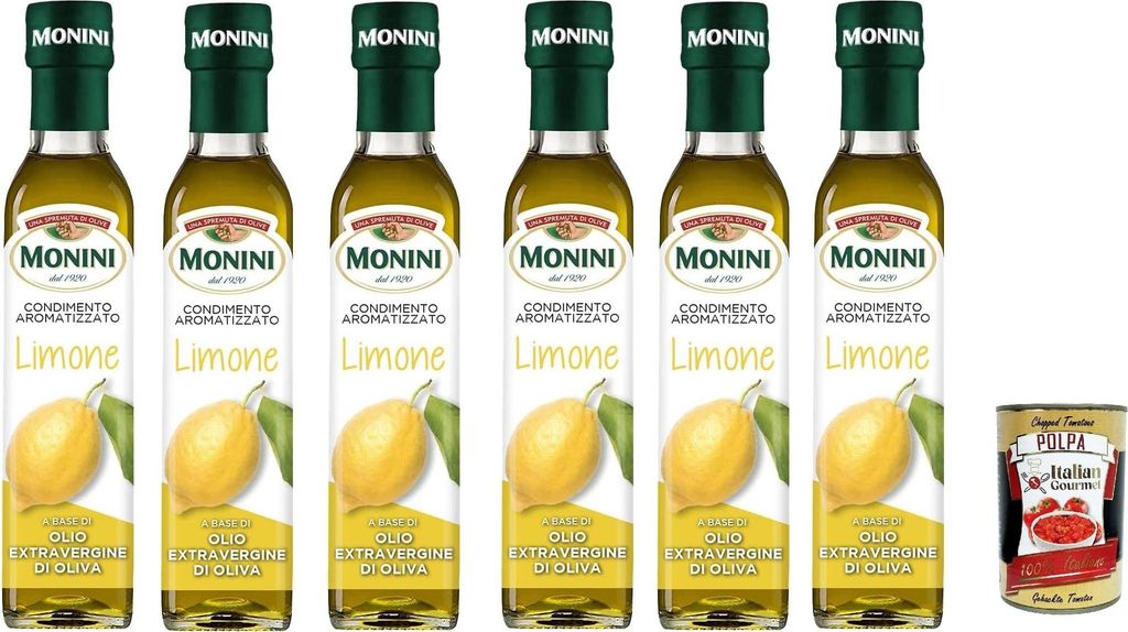 6x Monini spice blend based on extra virgin olive oil with lemon flavor 250ml + Italian Gourmet polpa 400g