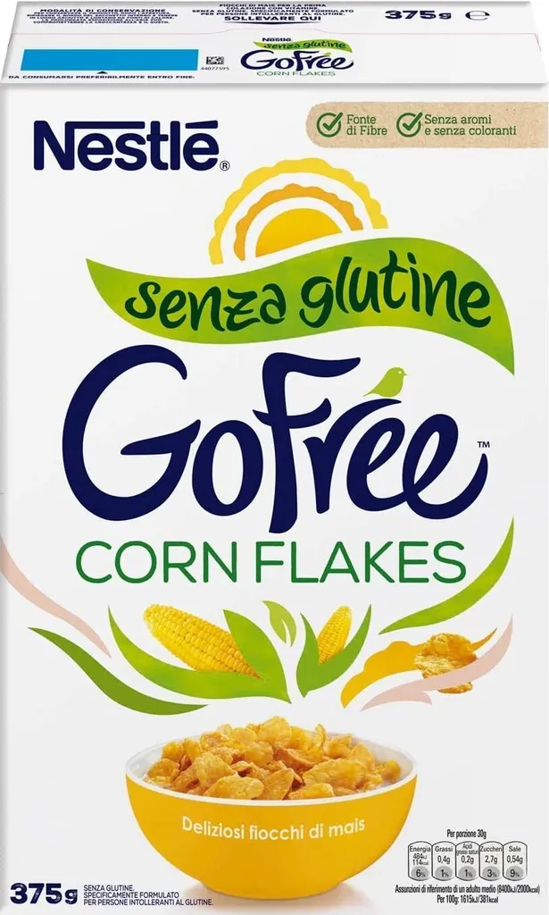 6x Nestlé GO FREE Corn Flakes gluten-free corn flakes cereal milk & yogurt 375g