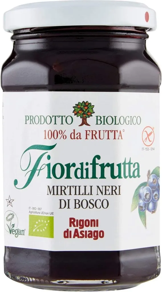 6x Rigoni di Asiago Fiordifrutta Italian Mirtilli neri di Bosco wild blueberry jam 250g + Italian Gourmet polpa 400g