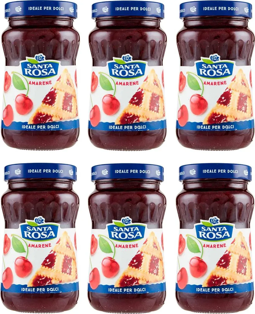 6x Santa Rosa Confettura Amarene Sour Cherry Jam, ideal for desserts, 600g glass jar 3600g