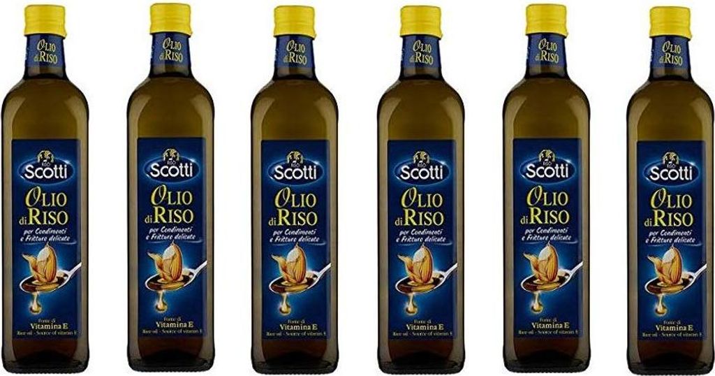 6x Scotti Olio di riso 750ml oil Rice oil for spices bottle delicate oil 750 ml