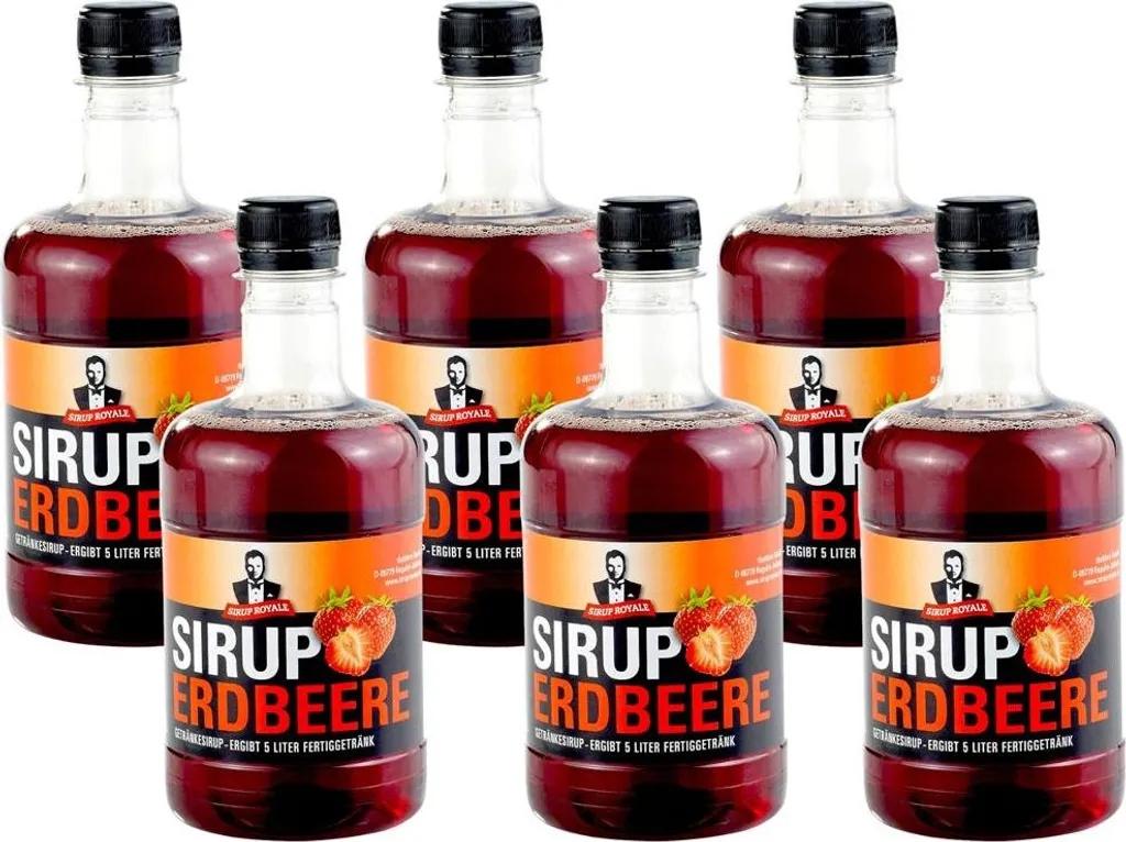 tbottlers GmbH 6x Royale Strawberry Syrup, 0.5 L EW, for Drinks, Cocktails, Shakes, Desserts, and Baking 3000 ml
