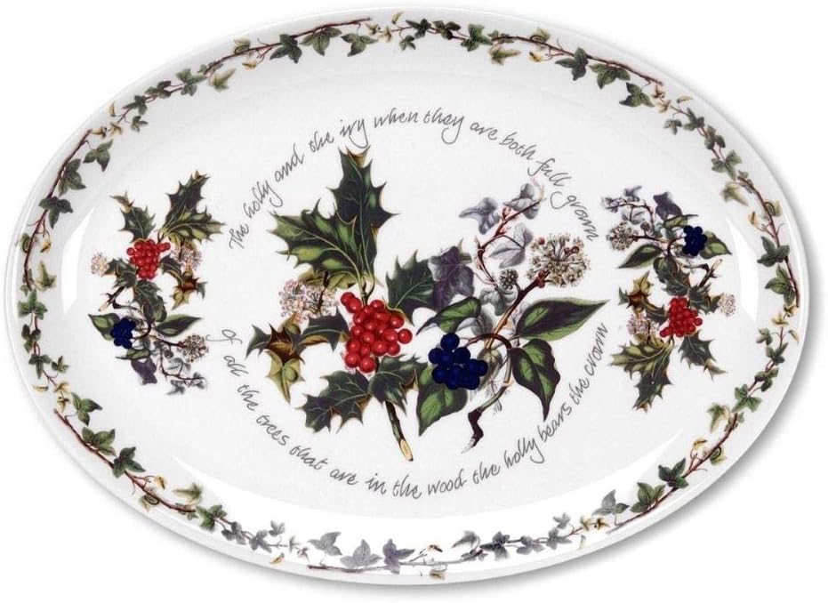 Portmeirion The Holly & Ivy Oval Platter, Multi-Colour, 33 cm