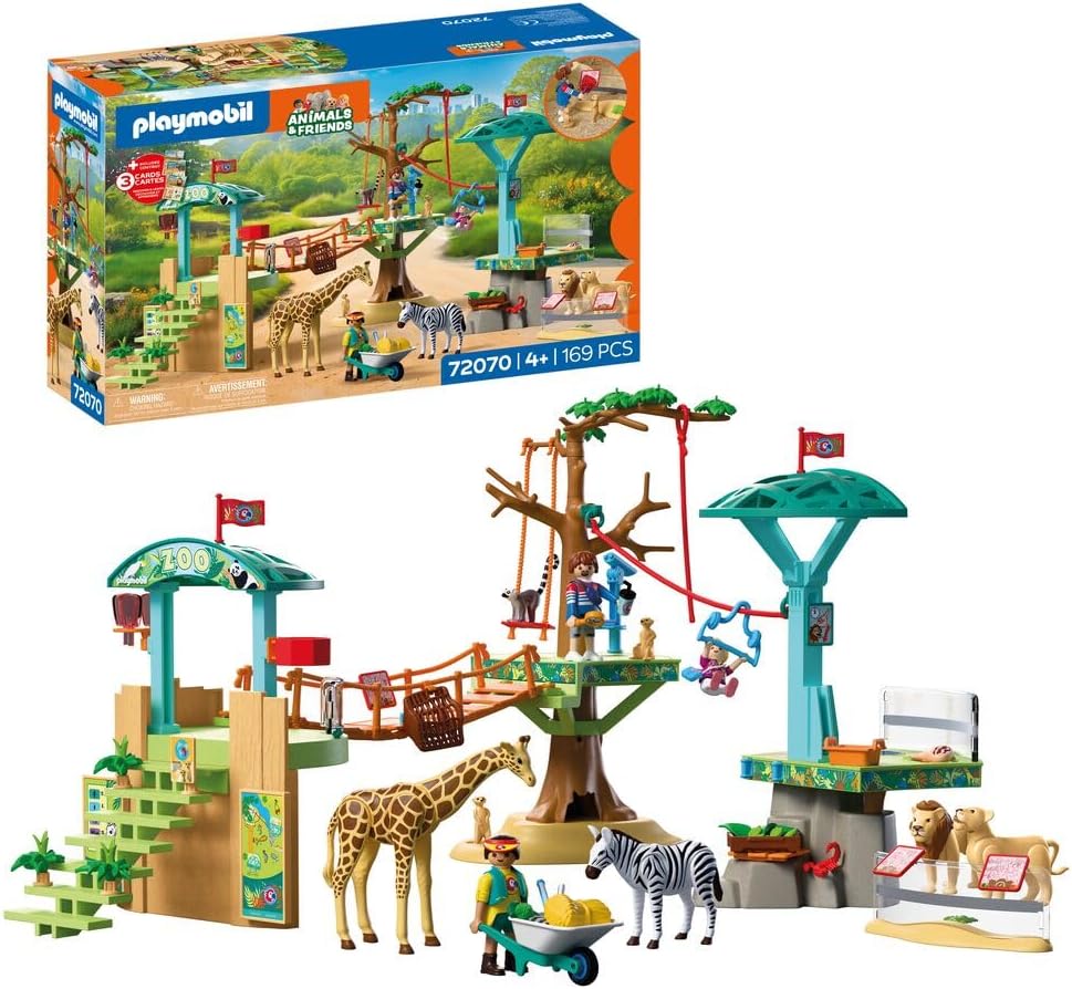 PLAYMOBIL Animals & Friends Animal Park Zoo Wilderness Climbing Park 3 Platforms with Cable Car and Hanging Bridge Children\'s Toy from 4 Years 72070