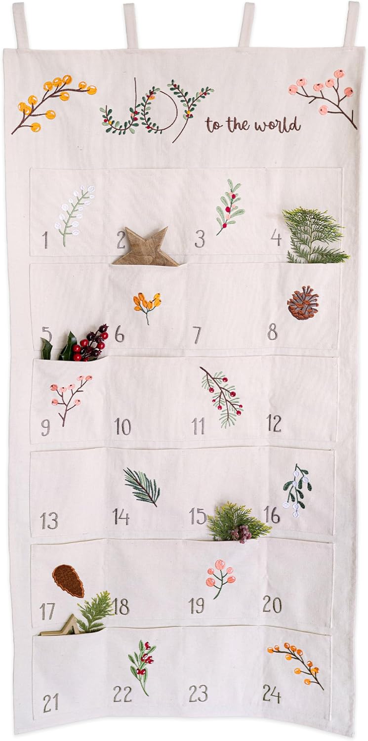 Papierdrachen Paper dragons Joy Advent Calendar 2023 as a Wall Calendar Made of Fabric for Filling, High-Quality Embroidered, Fabric Bag, Gift Bag, Reusable, Set 38