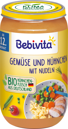 Bebivita Menu Vegetables and chicken with pasta, from the 12th month, 250 g