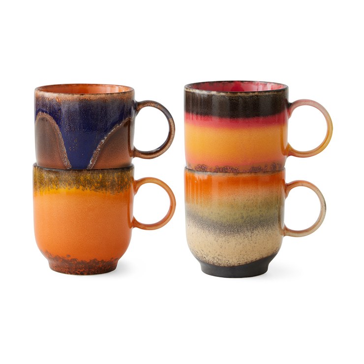HKliving 70s mug 23 cl pack of 4