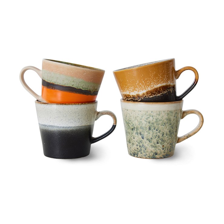 HKliving 70s cappuccino cup pack of 4