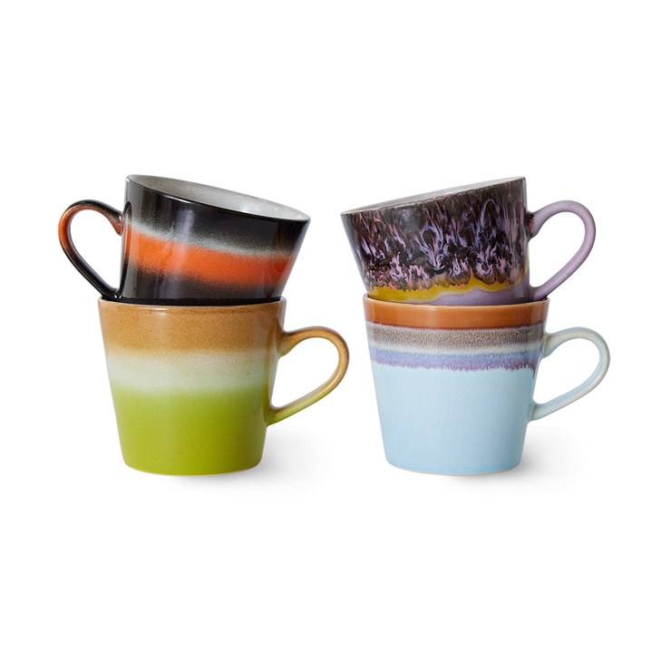 HKliving 70s cappuccino cup pack of 4