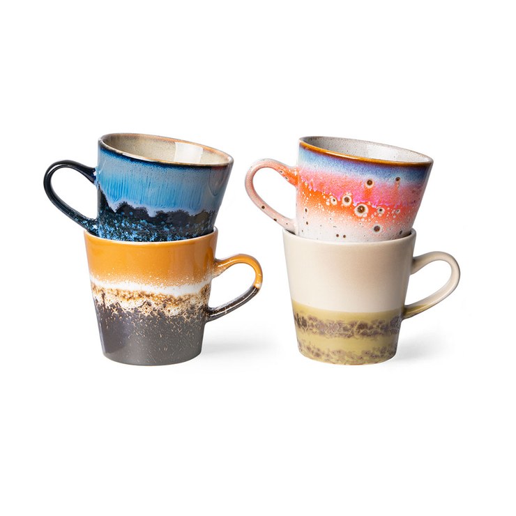 HKliving 70s ceramics Americano cup 4-pack 26 cl