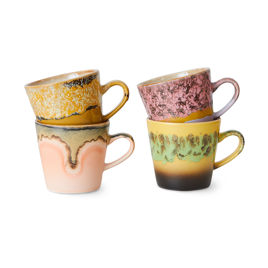 HKliving 70s ceramics Americano cup 4-pack 26 cl
