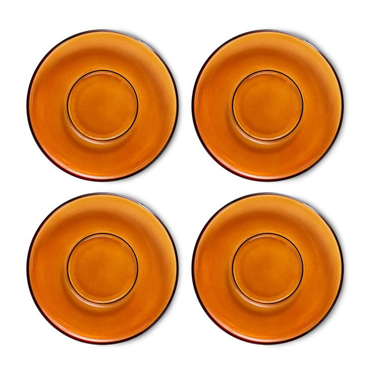 hk-living 70s glass goods coffee plate Ø10.6cm 4er pack