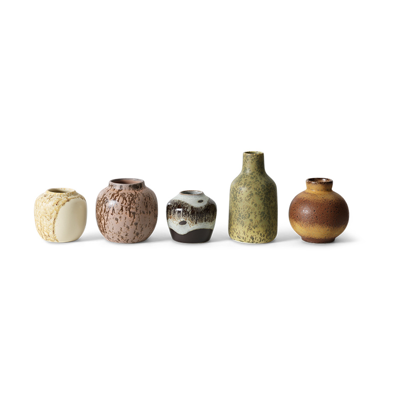 HKliving 70s vases, small, 5-piece set, Multi