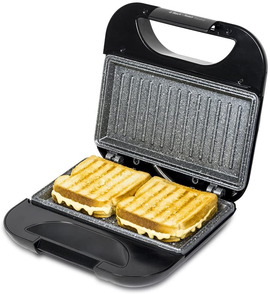 Cecotec Toast Grill Surface.Sandwich Maker with Non-Stick Coating, Capacity for 2 Sandwiches, Grill Surface, Cold Touch Handle, Cable Retriever, 750W