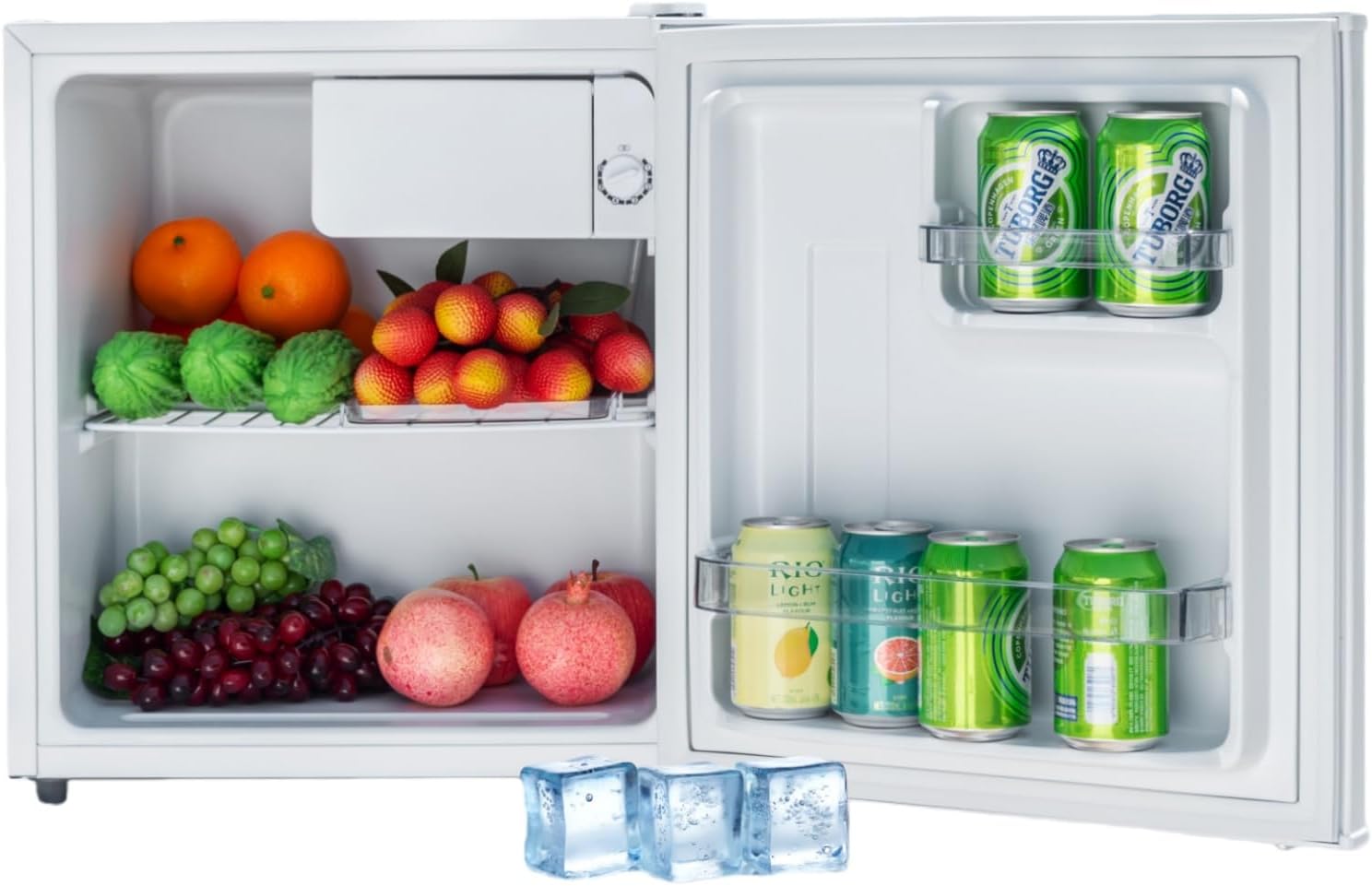 Smad 46L Mini Refrigerator, Temperature Range 0-10°C, 230V, with Reversible Door, Bar Refrigerator, Minibar for Bedroom, Office, Hotel, White