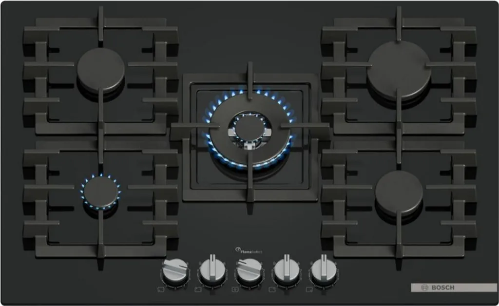 75 cm gas hob with 5 burners, 11500 W, black Bosch PPQ7A6I40