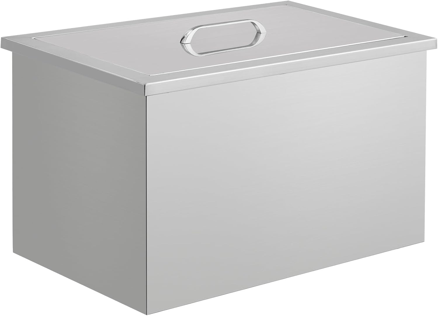 Garvee Commercial Built-in Stainless Steel Ice Bucket – 50L, Portable & Insulated with Hinged Lid & Drain – Perfect for Outdoor Kitchens, BBQ Islands, Bars – Silver, 22x17x12 Inches, Portable Lid