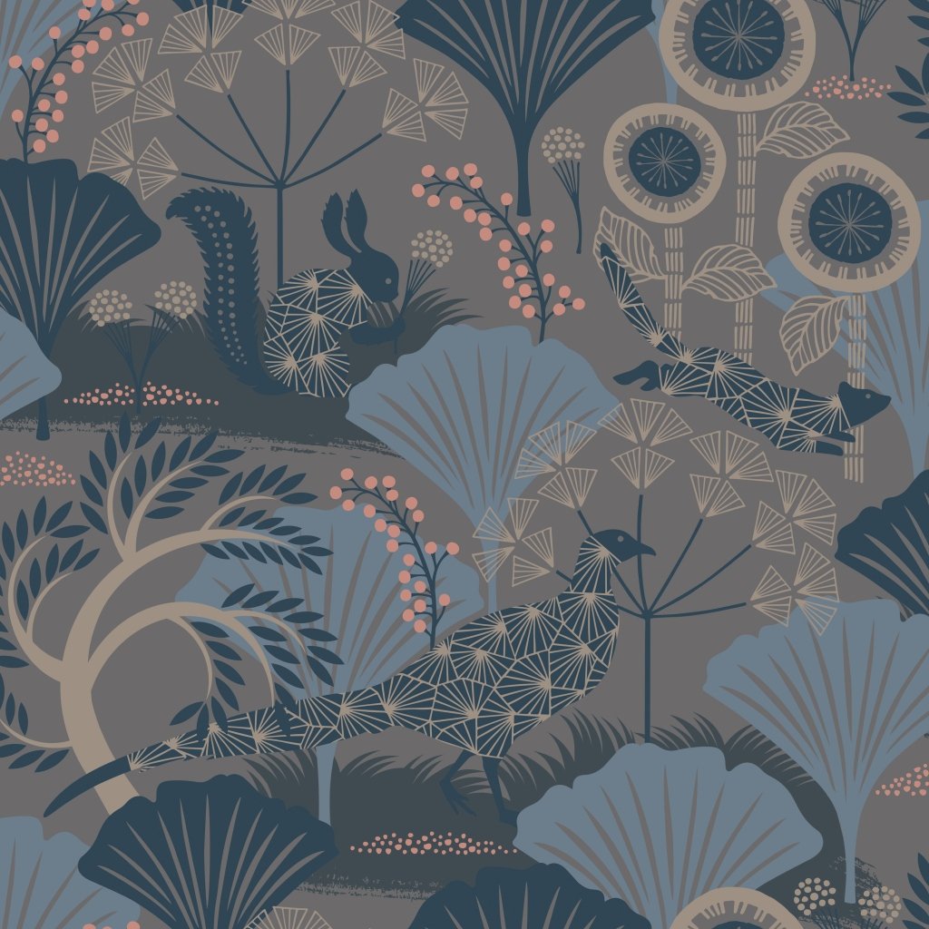 BorasTapeter Hanna Werning Wonderland 1470 Non-Woven Wallpaper Forest Animals With Flowe