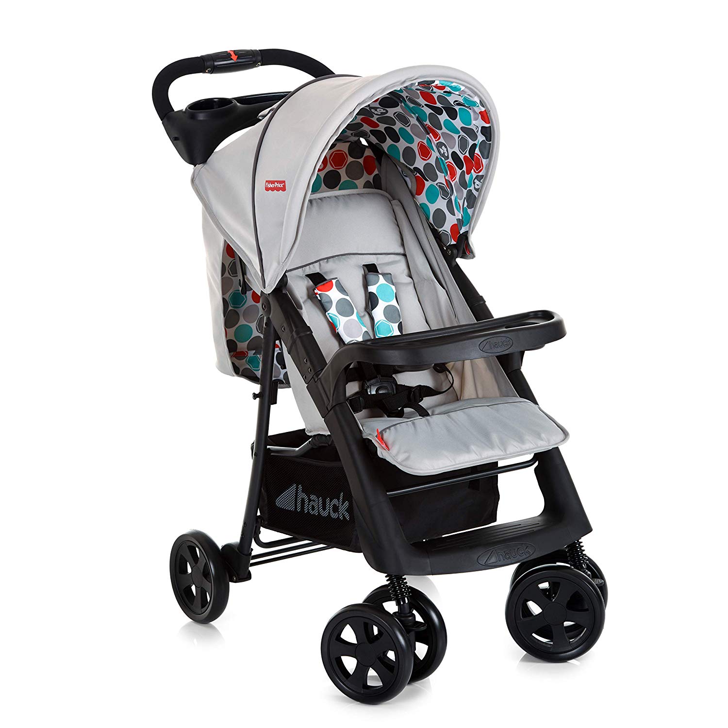 Fisher-Price Orlando Buggy - Stroller Can Hold up to 22 kg with One Hand Can Foldable Reclining Position, Slider Shelf, Protective Bar with Tray - Grey