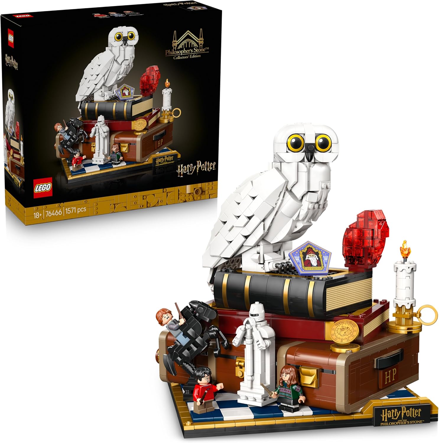 LEGO Harry Potter Philosopher's Stone - Collector's Edition - DIY Decoration - Model Building with Miniature Film Scenes - Hedwig Owl Figure, 3 Mini Figures - Creative Gift for Men, Women and Fans