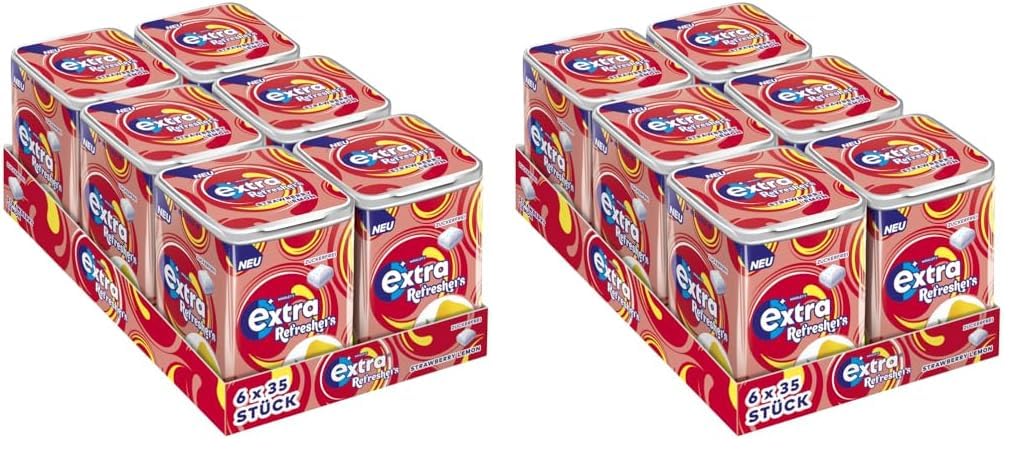 EXTRA Store EXTRA REFRESHERS Strawberry Lemon, Refreshing Taste Experience, 6 x 35 Pieces (Pack of 2)