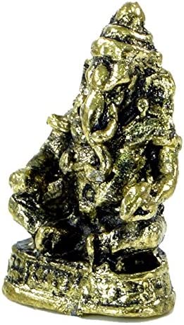 Guru-Shop GURU SHOP Small Elephant Talisman from India - Motif 2, Gold, Sculptures & Statues