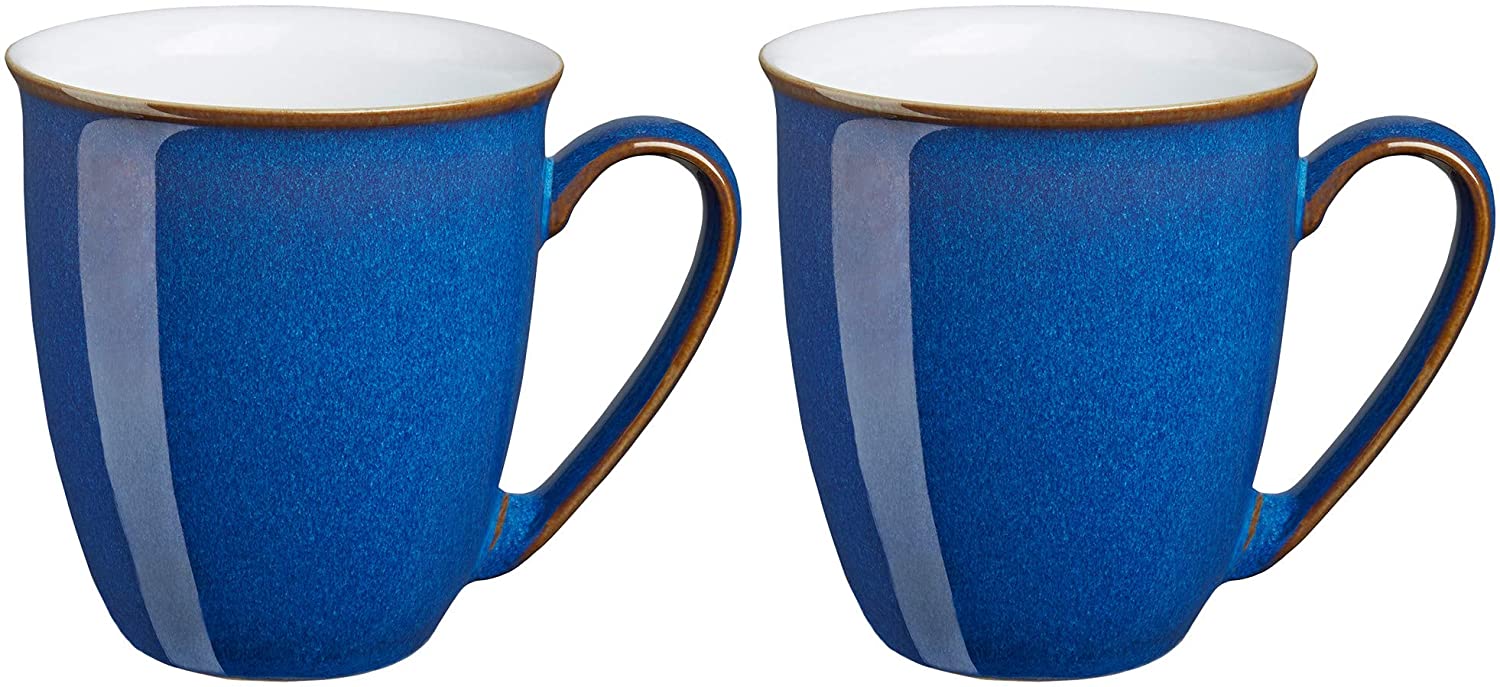 Denby Azure Stoneware Royal Blue 2 Coffee Mugs