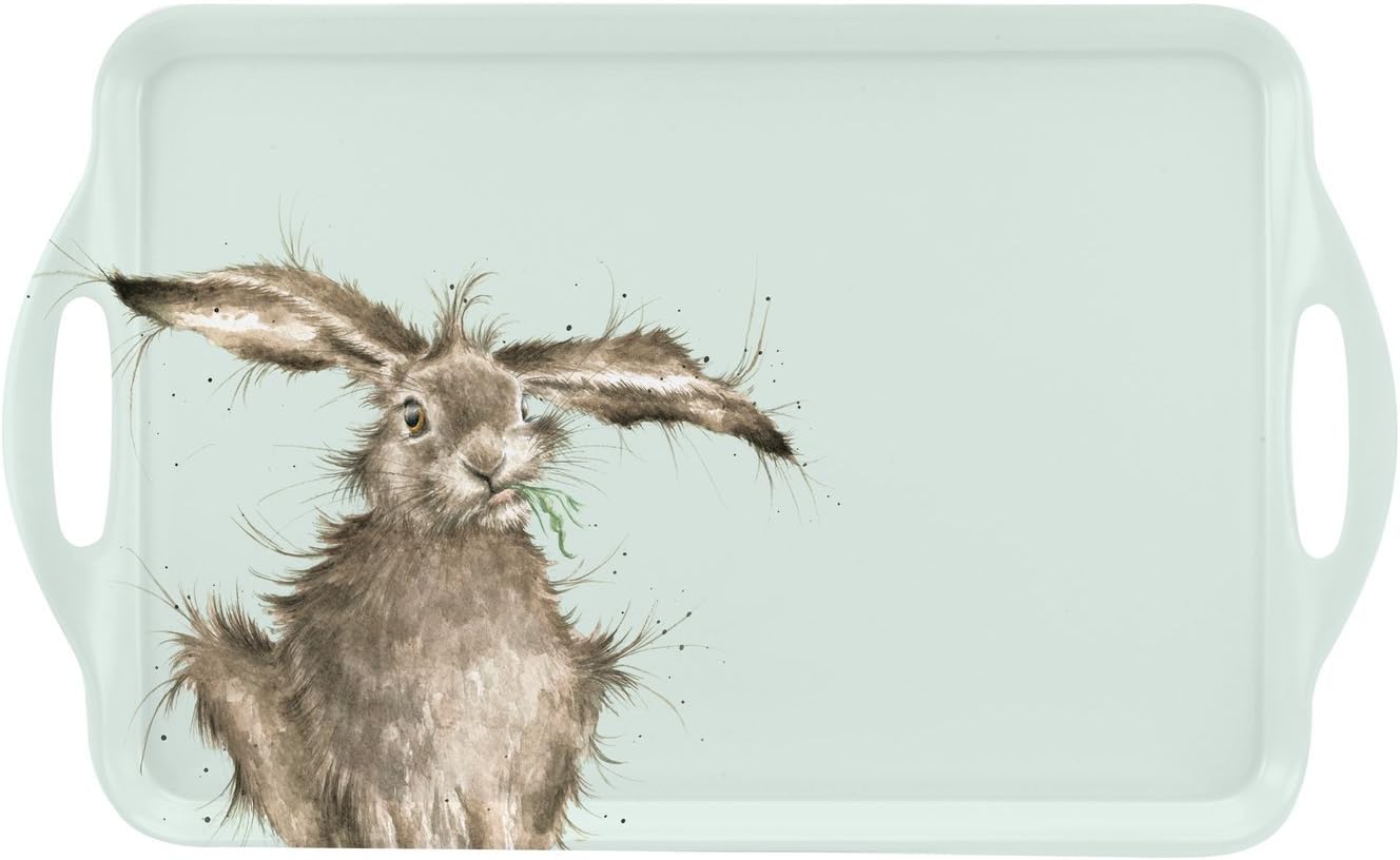 Wrendale Large Handled Tray (Hare), Melamine Multi Colored, 20 x 29.5 x 48 cm