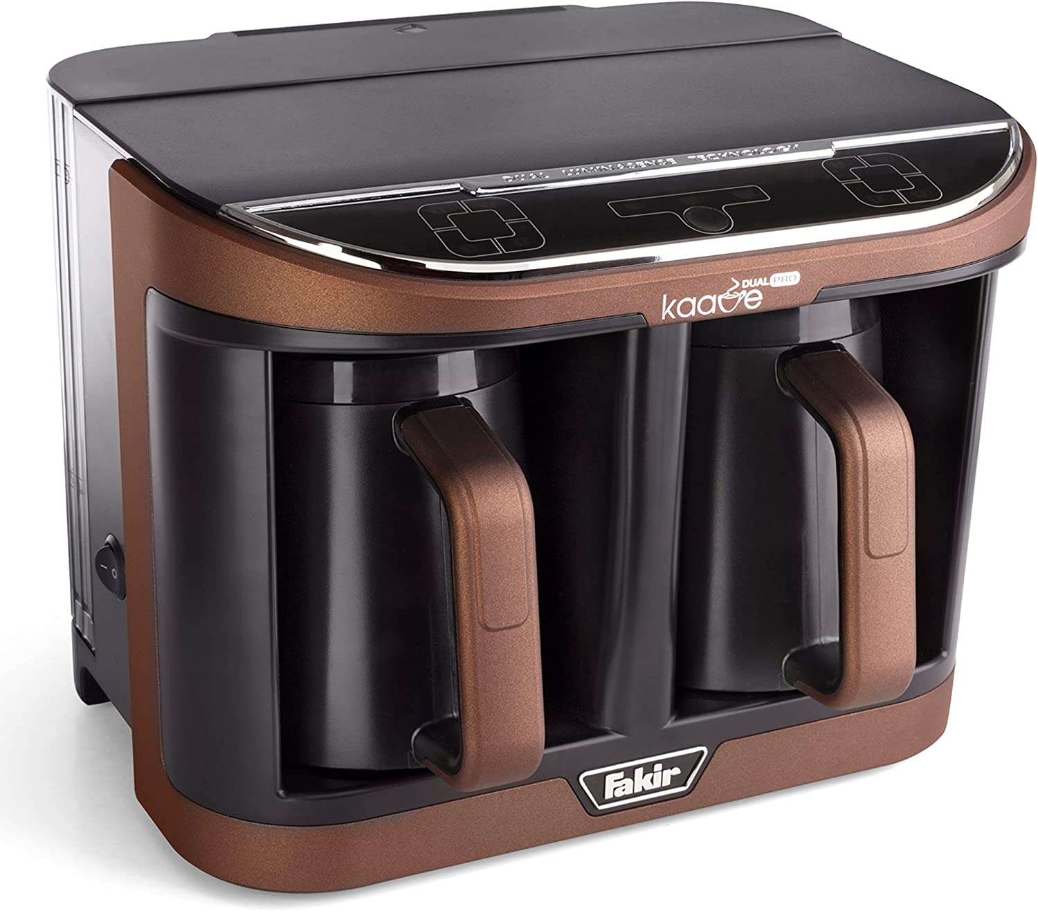 Fakir 9218003 Kaave Dual Pro - Turkish Mocha Machine, Electric Coffee Machine with 8 Cups Capacity & 2 Brewing Containers, Simple One-Touch Control System, 735 Watt, Brown