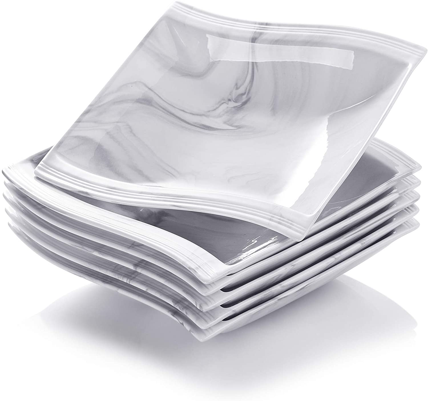 Malacasa, Flora series, 6 pieces Set of marble porcelain 5.75 inches / 14 x 14.5 x 5.5 cm bowl, cereal bowl, rice bowl, salad bowls, dessert bowls for 6 people