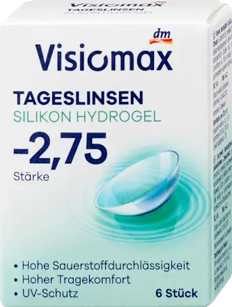 Visiomax Silicone hydrogel daily contact lenses, diopter -2.75, 6 units