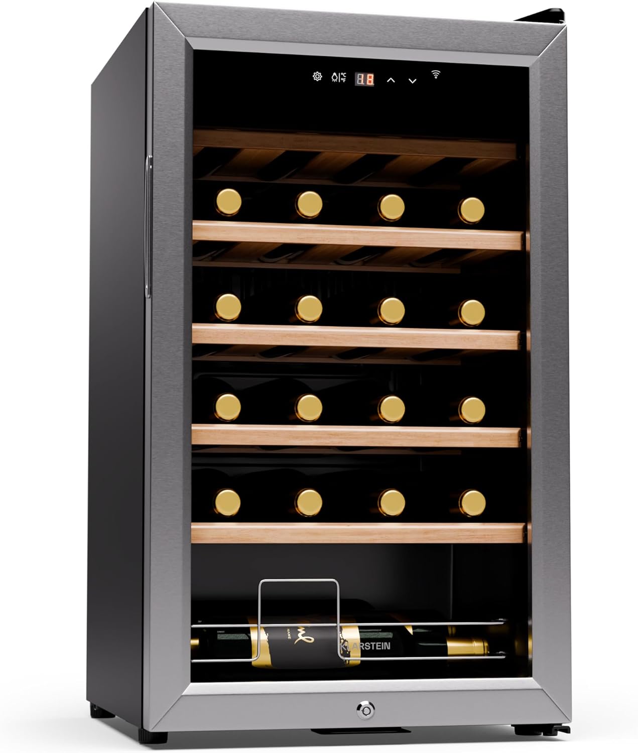 Klarstein Wine Fridge, 1 Zone Drinks Refrigerator, Quiet Indoor/Outdoor Fridge, 63 Liter Bottle Refrigerator, Small, Wine Cabinet for Drinks, Wine Cooler for 24 Bottles, 5-18 °C