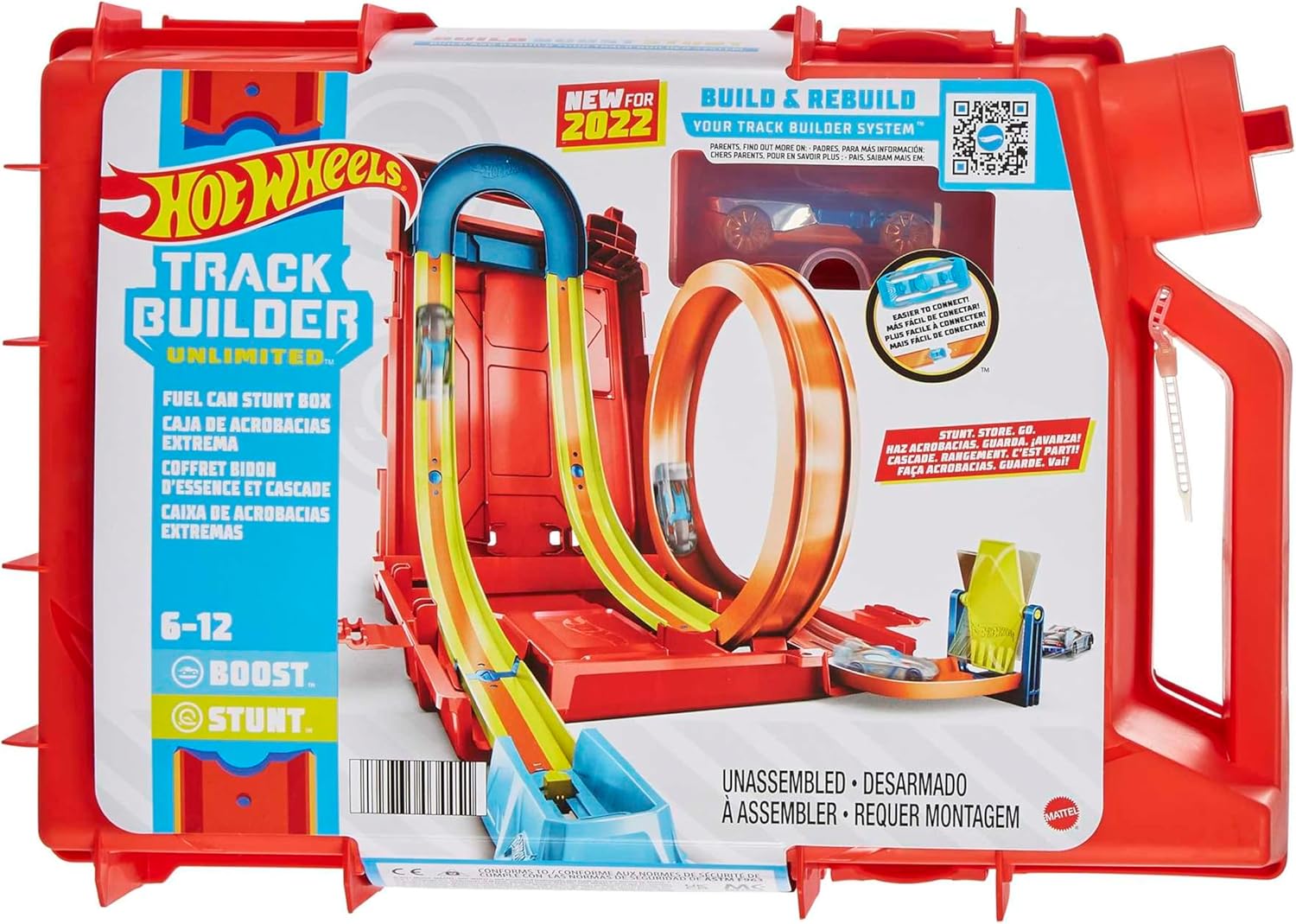 Hot Wheels HDX78 Track Builder Unlimited Petrol Can Stunt Box, Assembly Set for Stunt and Racing Action, Toy Car, Storage Box, Can be Connected to Other Sets, for Children Aged 6 and Above