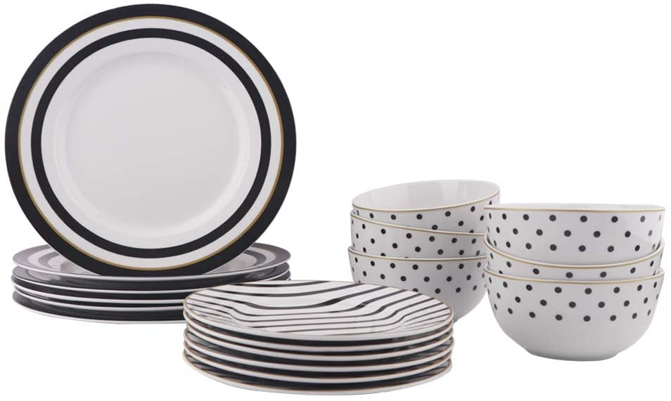 AmazonBasics Amazon Basics - 18-piece tableware set, modern elegance, for 6 people