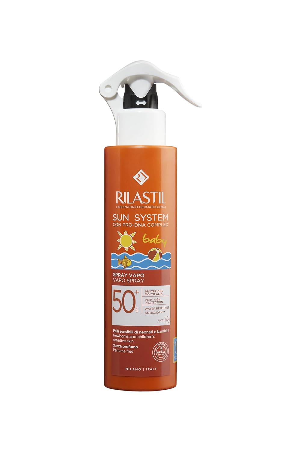 Rilastil Sun System Baby Spray SPF50+ Body Spray for Babies and Children, Light Texture, for Sensitive Skin, Very High Protection, 200 ml
