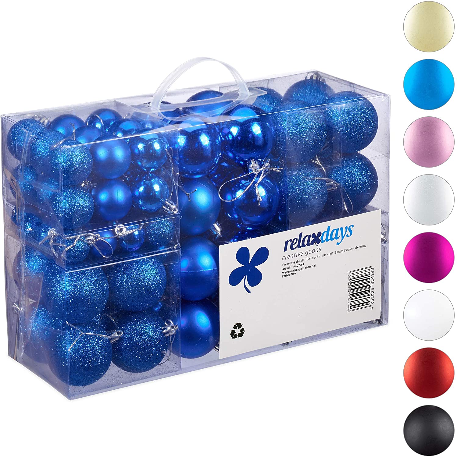 Relaxdays Christmas Baubles Set Of 100 Christmas Decorations Matte Shiny Gl