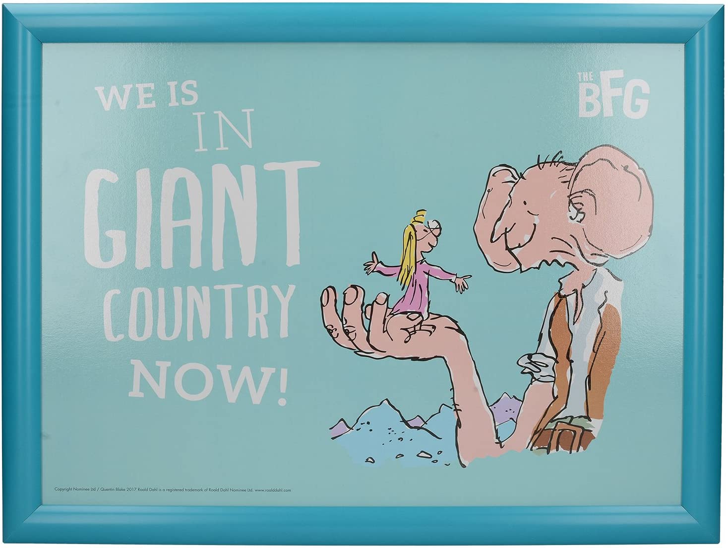 Creative Tops Roald Dahl Padded Bean Bag Lap Tray With Printed BFG Illustration, Wood, blue, 43.5 x 32.5 x 6.5 cm