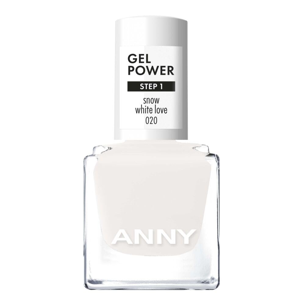 ANNY Gel Power Nail Polish - Gel Color Nail Polish without UV Lamp, Brilliant Shine & Lasts up to 12 Days, Chip & Scratch Resistant, Snow White Love - Pure Snow White - 8ml