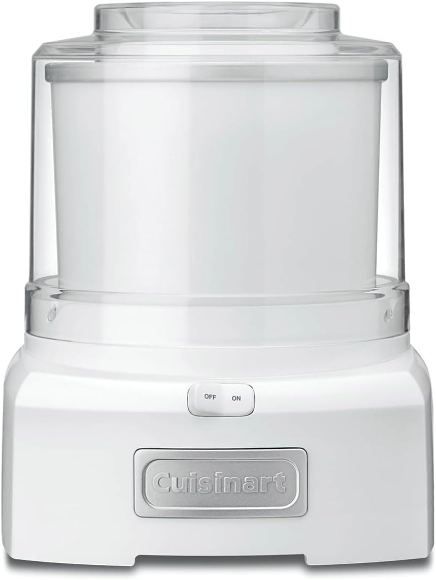 CUISINART Cool Scoops Homemade Gelato & Ice Cream Maker in 25 Minutes | Sorbet Frozen Yogurt Maker | Family Size | 1.4L Mixing Bowl | ICE21, Plastic, White
