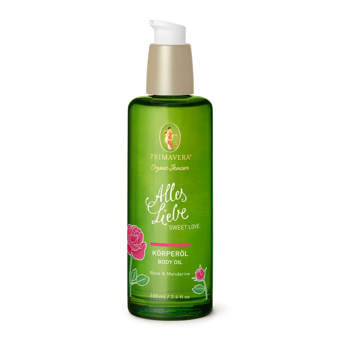PRIMAVERA Alles Liebe Body Oil 100 ml - Natural Cosmetics - Rose, Mandarin Fragrance - Nourishing, Nourishing - Vegan