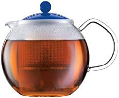 Bodum Assam A1830-XYB-Y16-4 Tea Maker Borosilicate Glass with Plastic Lid and Plastic Strainer 1.0 L Blue