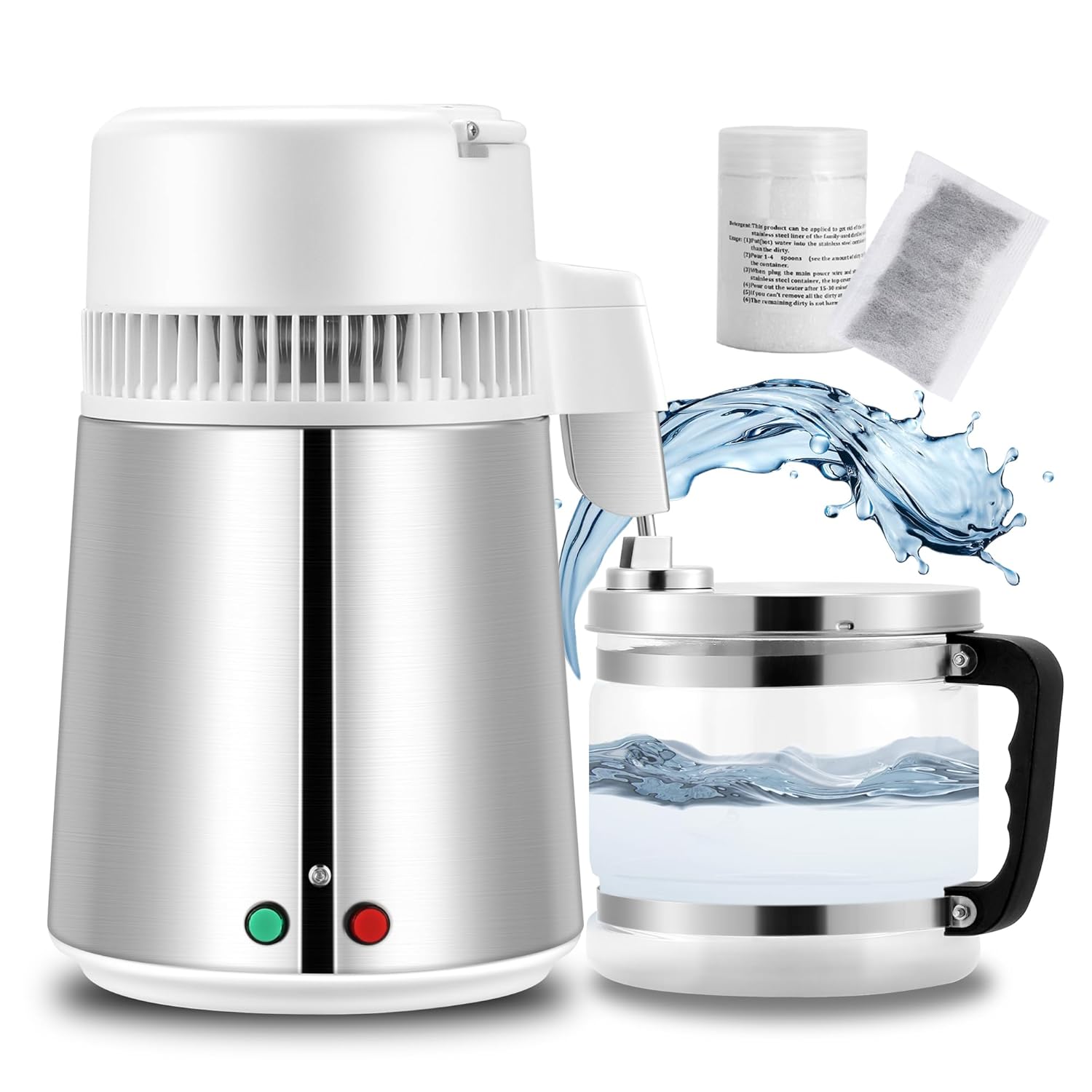 Distiller Water Distiller 4L Stainless Steel Water Distiller Water Distiller Water Distiller for Pure Water Distilling at Home with Glass Jug 220 V