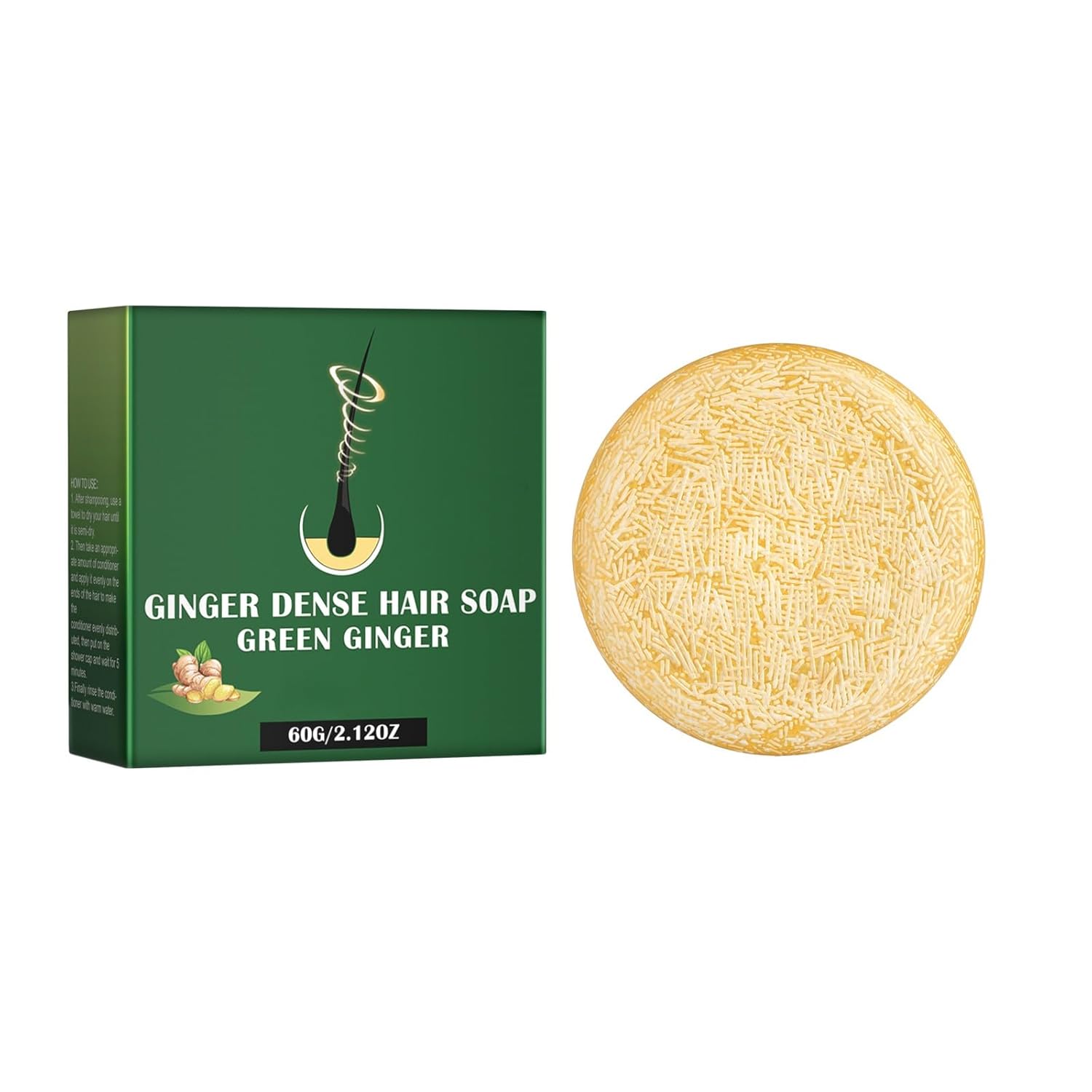 Ginger Hair Soap Solid Ginger Hair Regrowth Ginger Hair Regrowth Shampoo Bar Shampoo Ginger Promotes Hair Growth Anti-Hair Loss Natural Ginger Shampoo Soap 60 g
