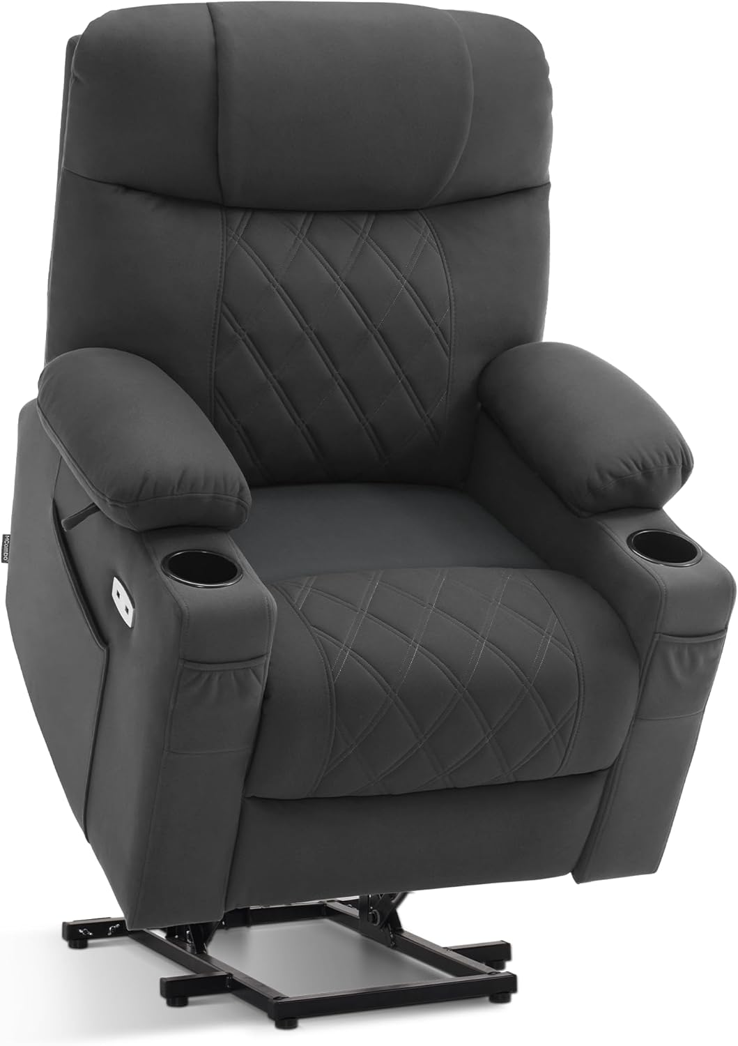 MCombo Store M MCombo TV Chair with Standing Aid, Electric, 2 Motors, Backrest & Leg Rest, Separately Adjustable, Recliner Chair with Reclining Function, Electric, 7501 (Microfibre Fabric, Dark Grey)