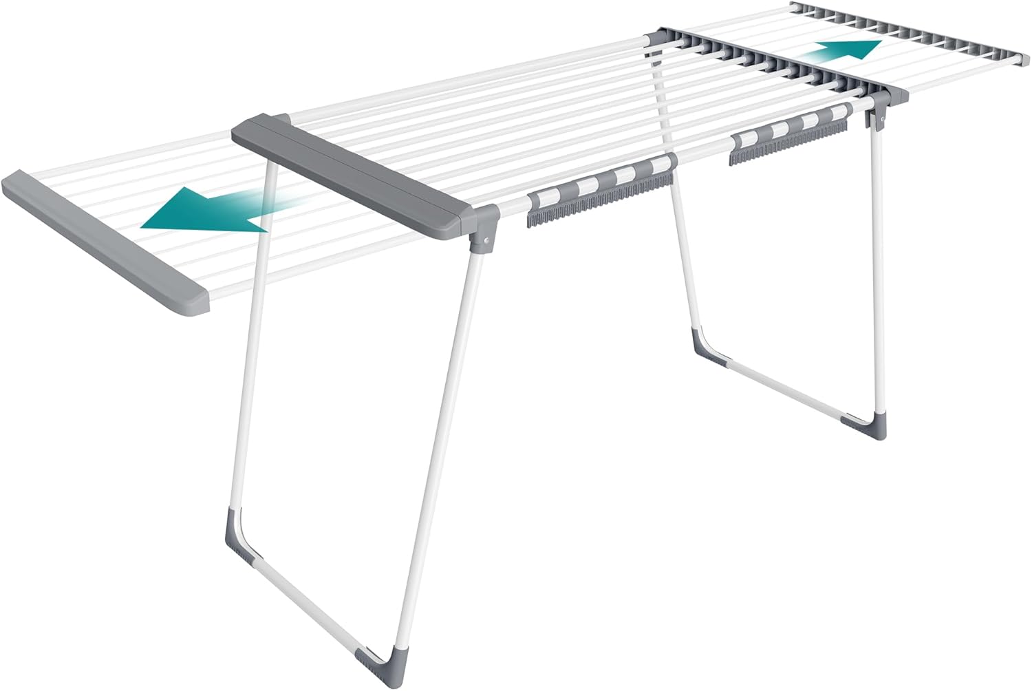 SONGMICS Store SONGMICS LLR522WK01 Clothes Airer, Extendable Wings, Wing Clothes Airer, 22 m Drying Area, Wing Clothes Dryer with Sock Holder, Foldable, Pearl White/Dove Grey